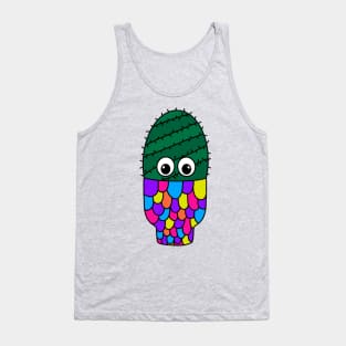 Cute Cactus Design #356: Spiral Cactus In Colorful Pot Tank Top